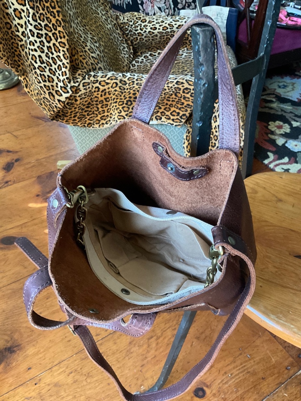 Portland leather goods MINI CROSSBODY TOTE in Nutmeg - Picture 5 of 13